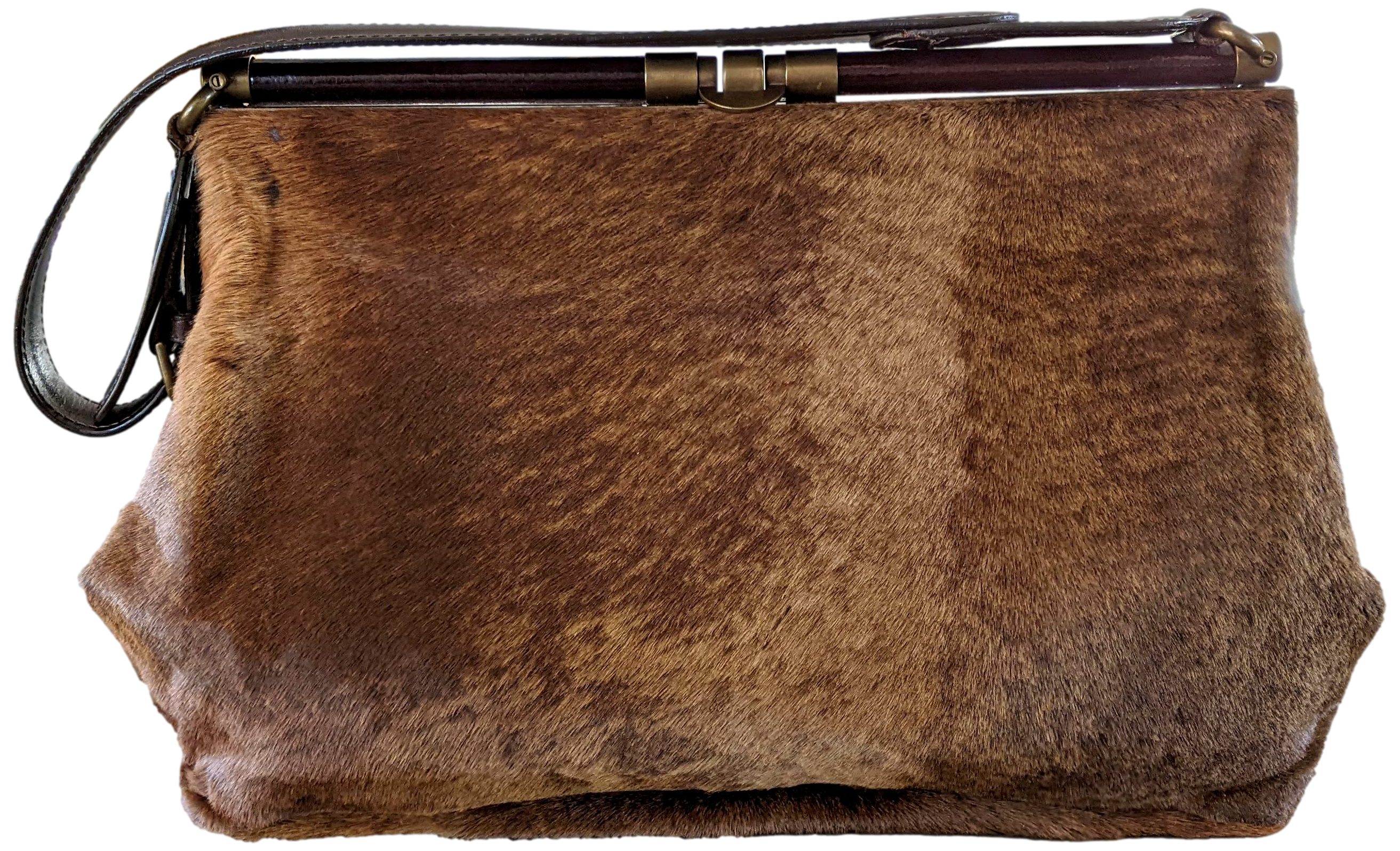 Marni Vintage Foal Fur/Patent Leather Old Malette Bag 36 cm