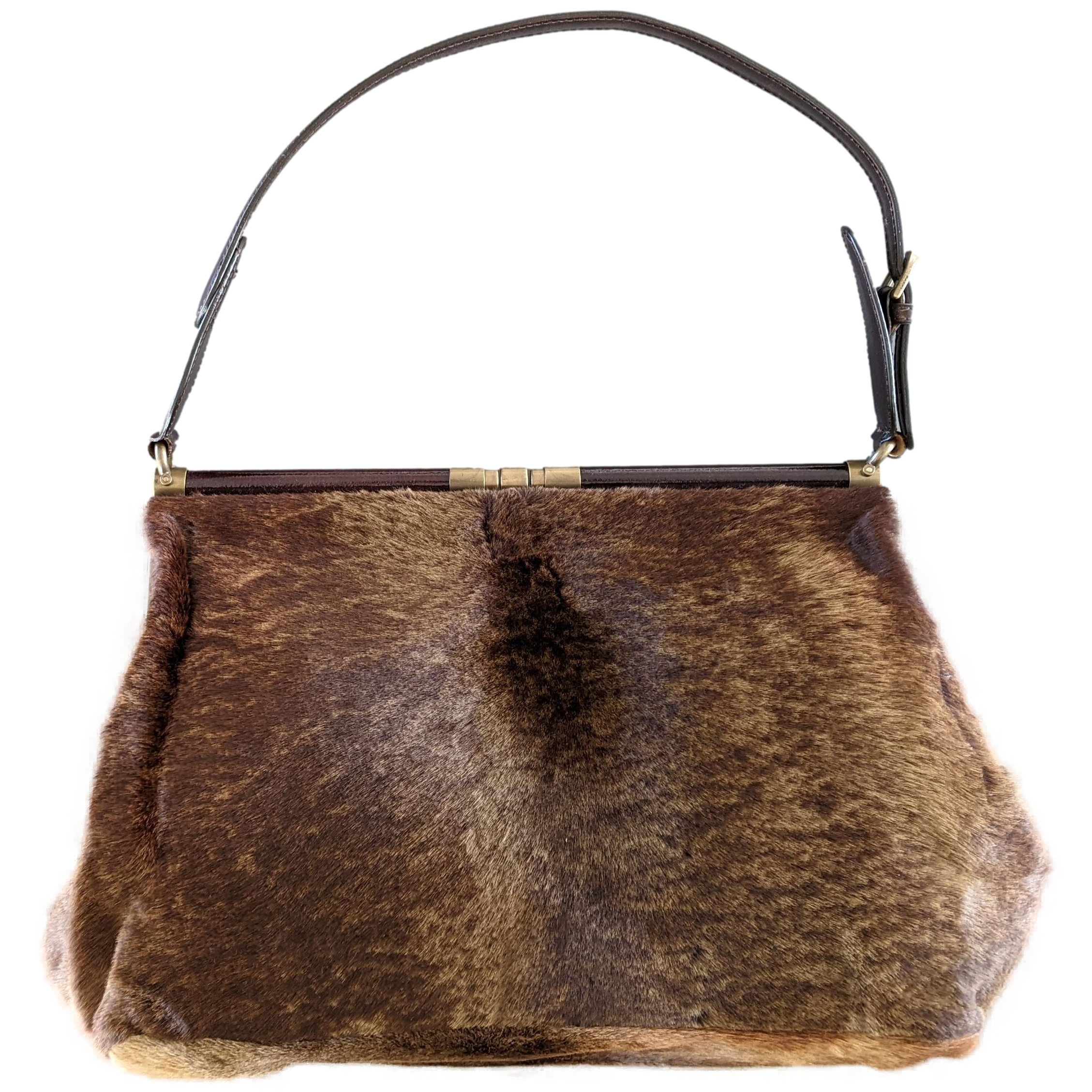 Marni Vintage Foal Fur/Patent Leather Old Malette Bag 36 cm