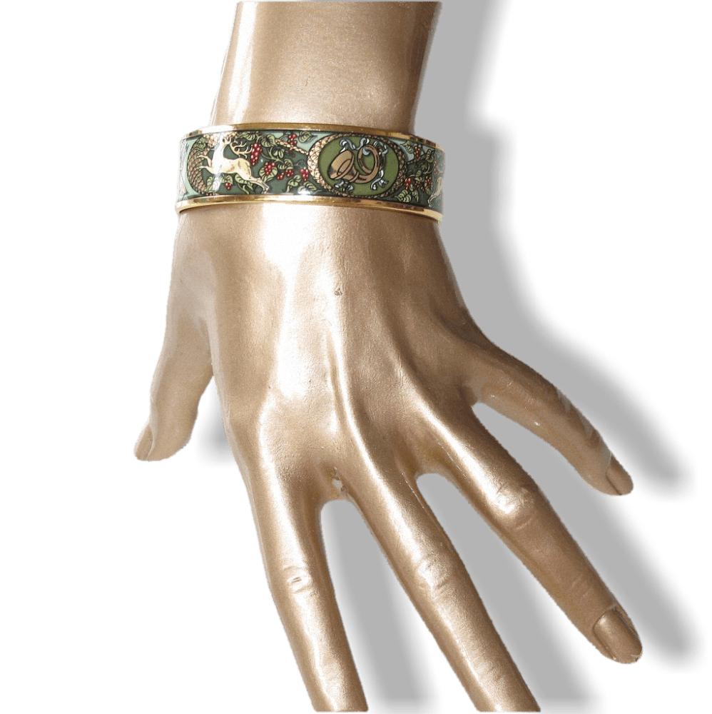 Michaela Frey TEAM Celadon Enamel Hunting Wide Bangle Bracelet - poupishop