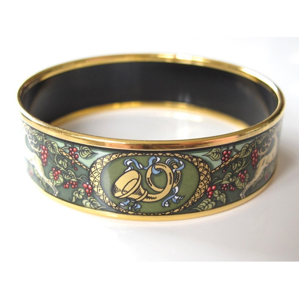 Michaela Frey TEAM Celadon Enamel Hunting Wide Bangle Bracelet - poupishop