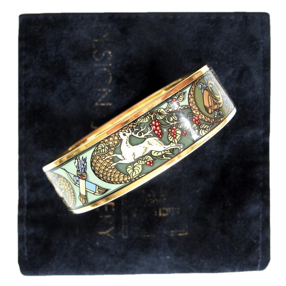 Michaela Frey TEAM Celadon Enamel Hunting Wide Bangle Bracelet - poupishop