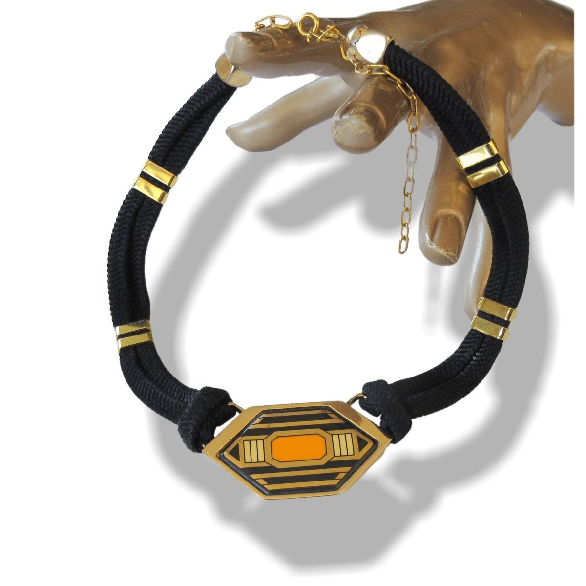 Michaela Frey Wien 1970s Modern Art Enamel Necklace Choker & Bangle Set, Box! - poupishop