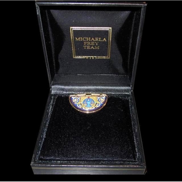 Michaela Frey Wien Gold Enamelled Balance Zodiac Pendant, NIB! - poupishop