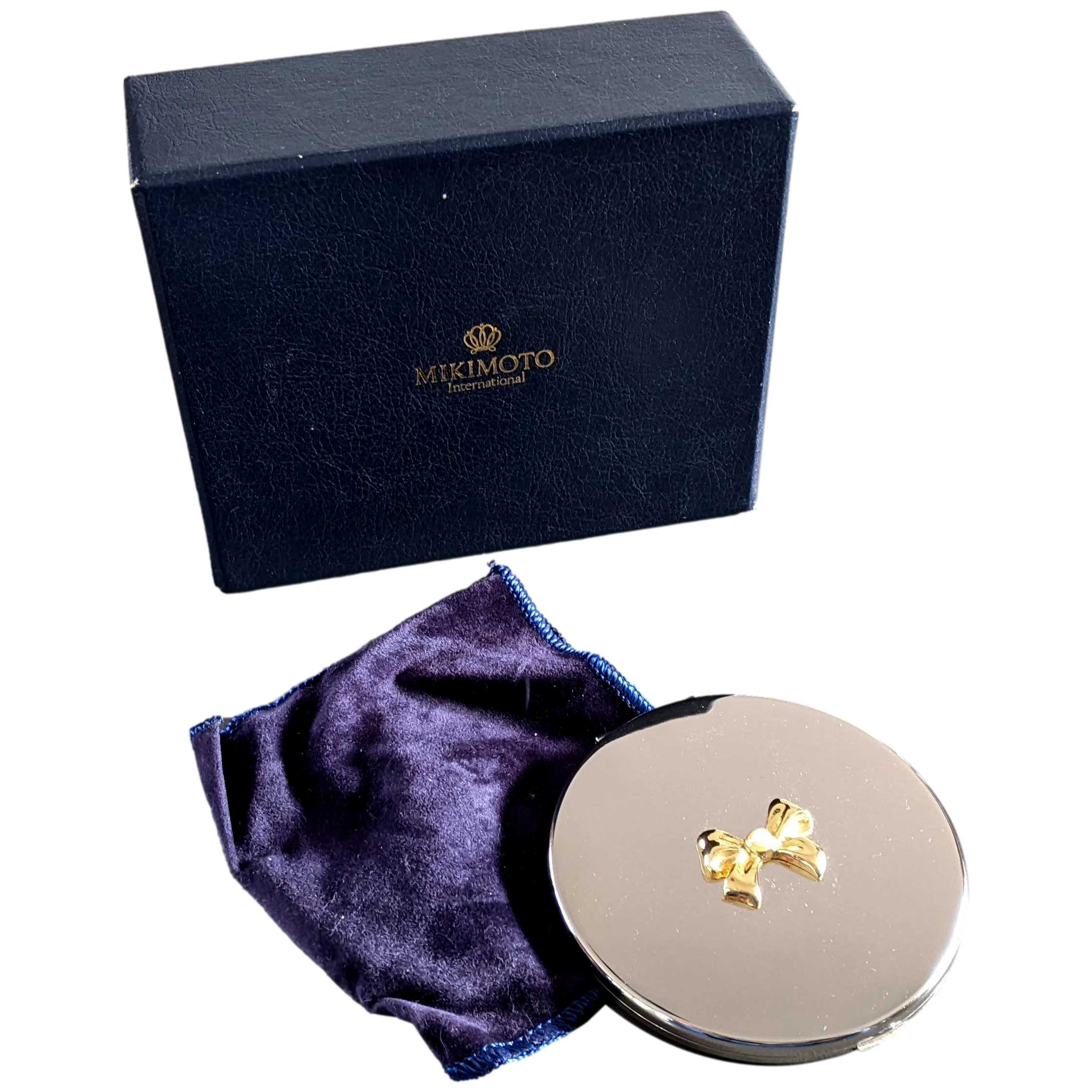 Mikimoto Pocket Make Up Travel Miror 2 faces Knot with small Pearl