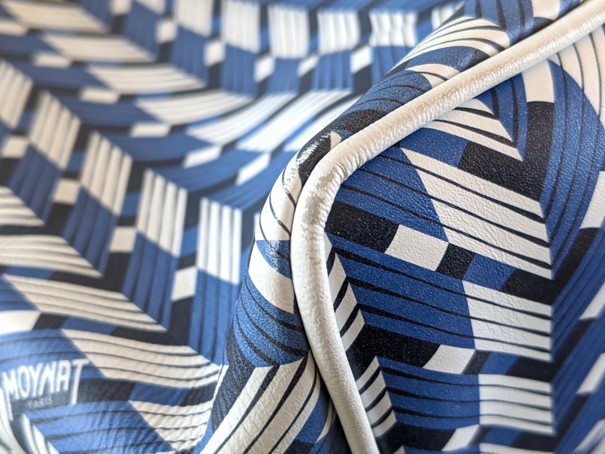 Moynat 2015 Blue/White Leather Casual Week-end RIVAGE TOTE BAG 35 - poupishop