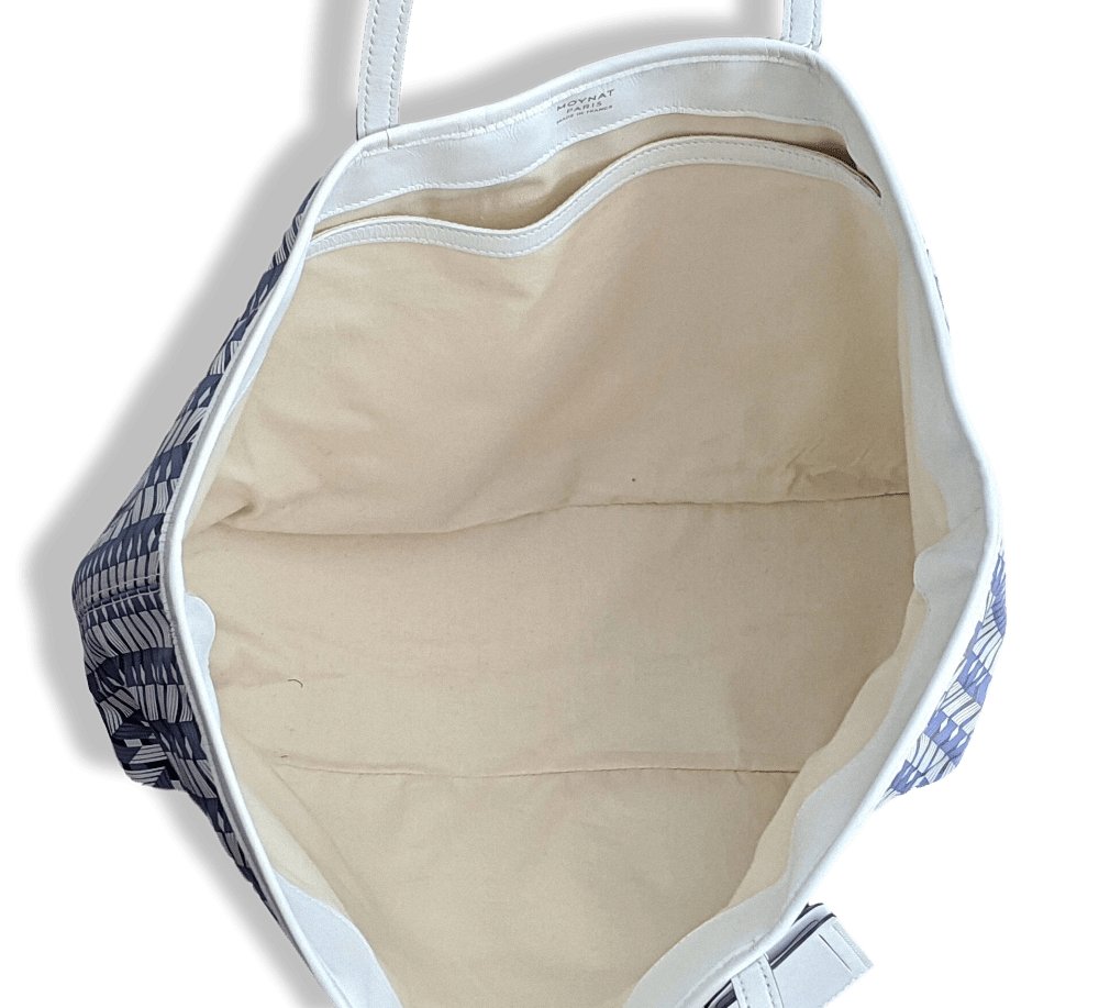 Moynat 2015 Blue/White Leather Casual Week-end RIVAGE TOTE BAG 35 - poupishop