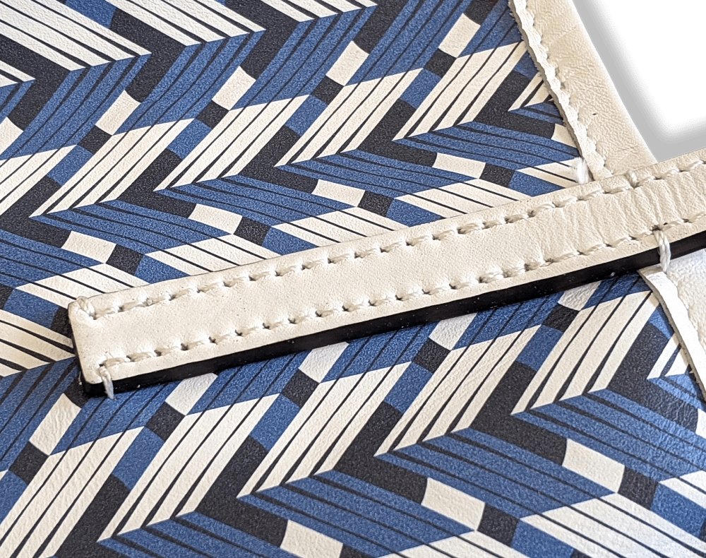 Moynat 2015 Blue/White Leather Casual Week-end RIVAGE TOTE BAG 35 - poupishop