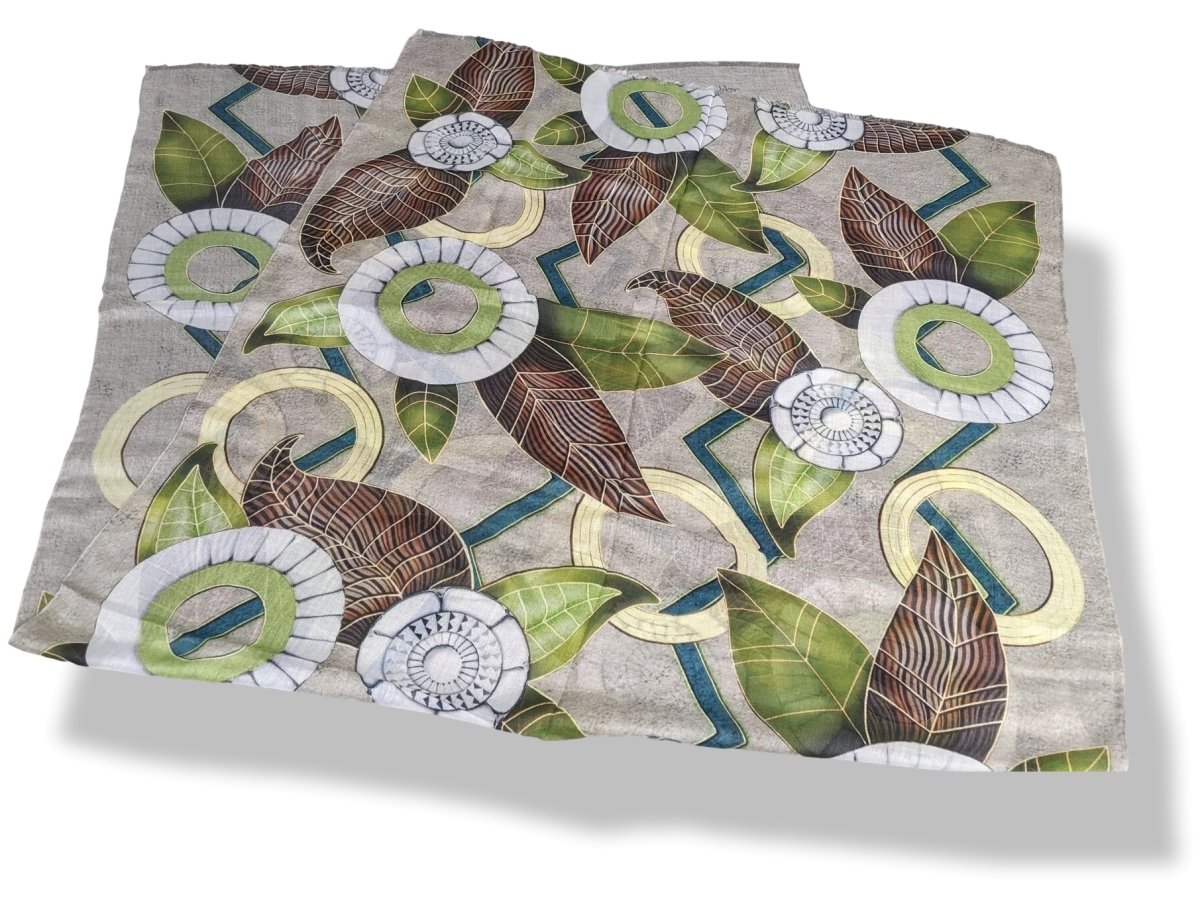 Patek Philippe 2020 Grey/Green/White Passiflores 100% Woven Cashmere Huge Fringed Stole, BNIB! - poupishop