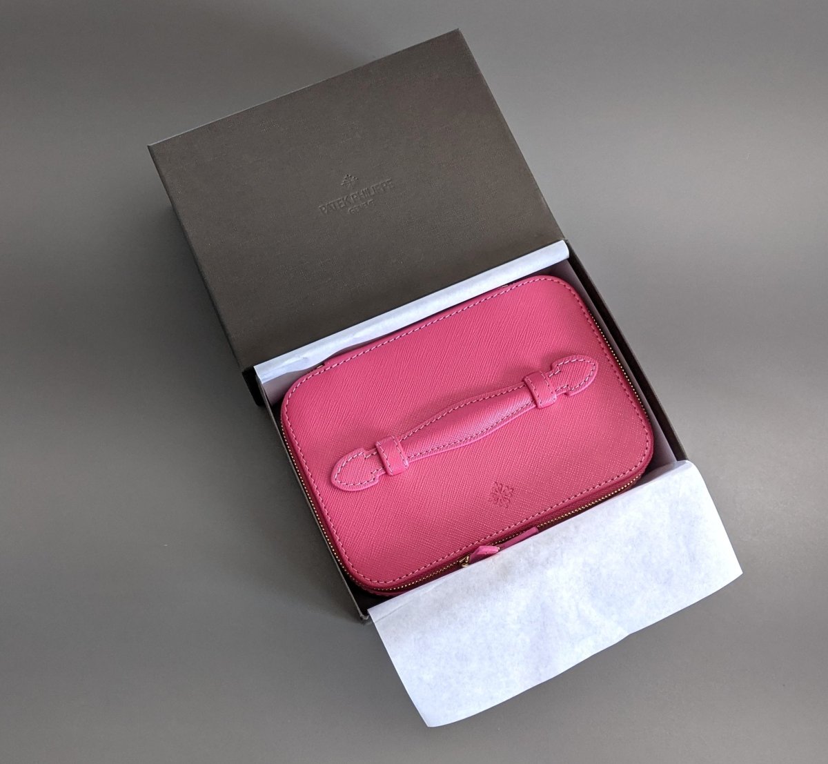 Patek Philippe Fuschsia Leather Jewelry Travel Box Case VIP, NIB! - poupishop