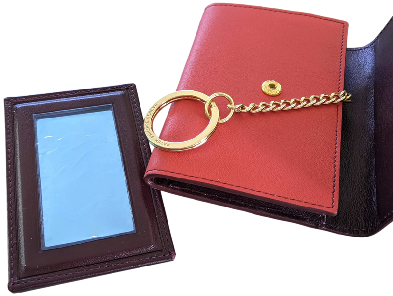 Patek Philippe Geneve [PA1] Plum/Coquelicot Leather Purse - Key Ring with Mirror