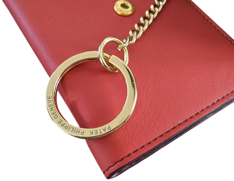 Patek Philippe Geneve [PA1] Plum/Coquelicot Leather Purse - Key Ring with Mirror