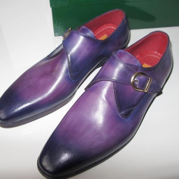 Paul Parkman Purple Single Monkstrap Hand Painted Men Shoes NIB! | poupishop Paul Parkman Purple Single Monkstrap Hand Painted Men Shoes NIB! | poupishop