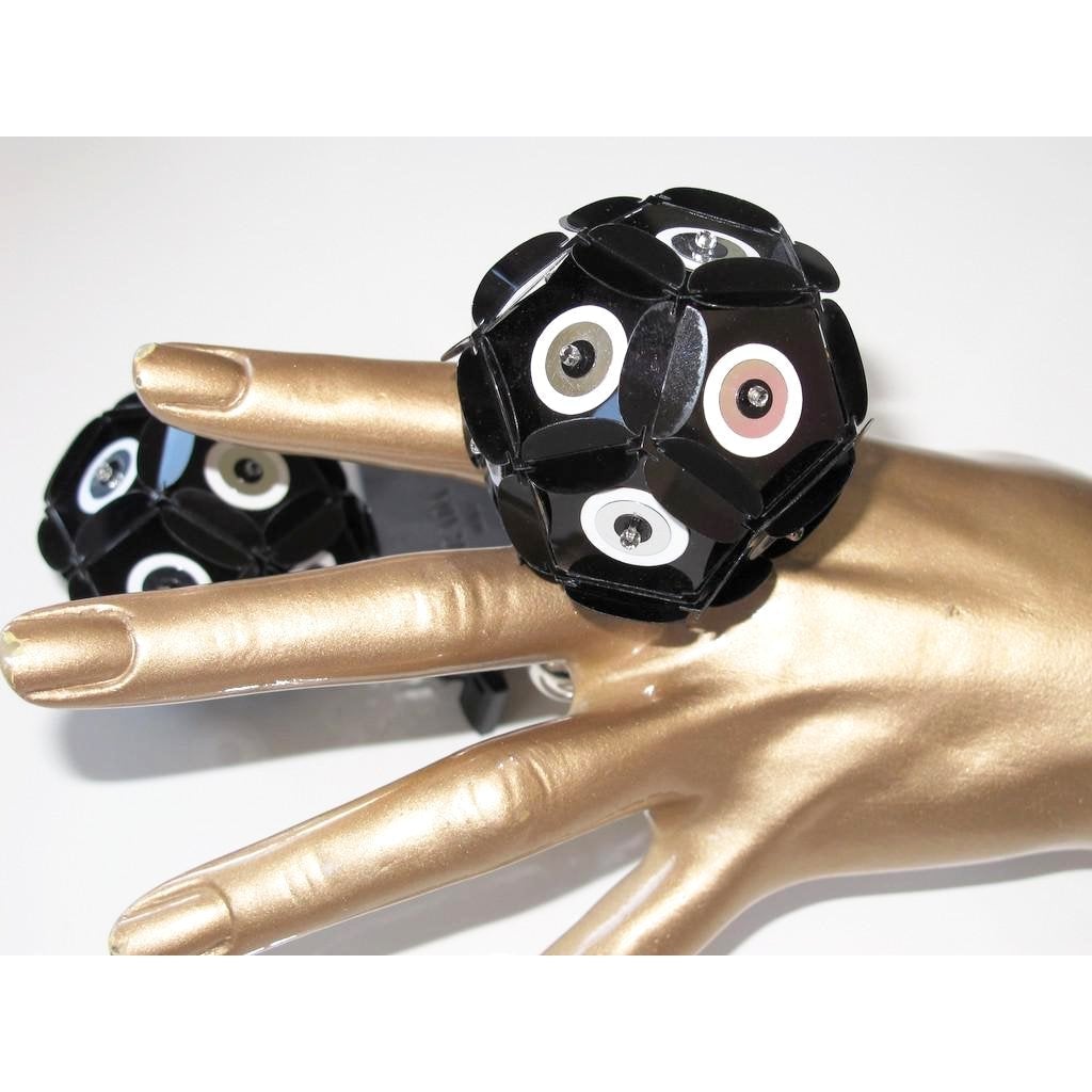 Prada 2016 Black/White Big Spheres Balls Clip on Earrings, NIB! - poupishop