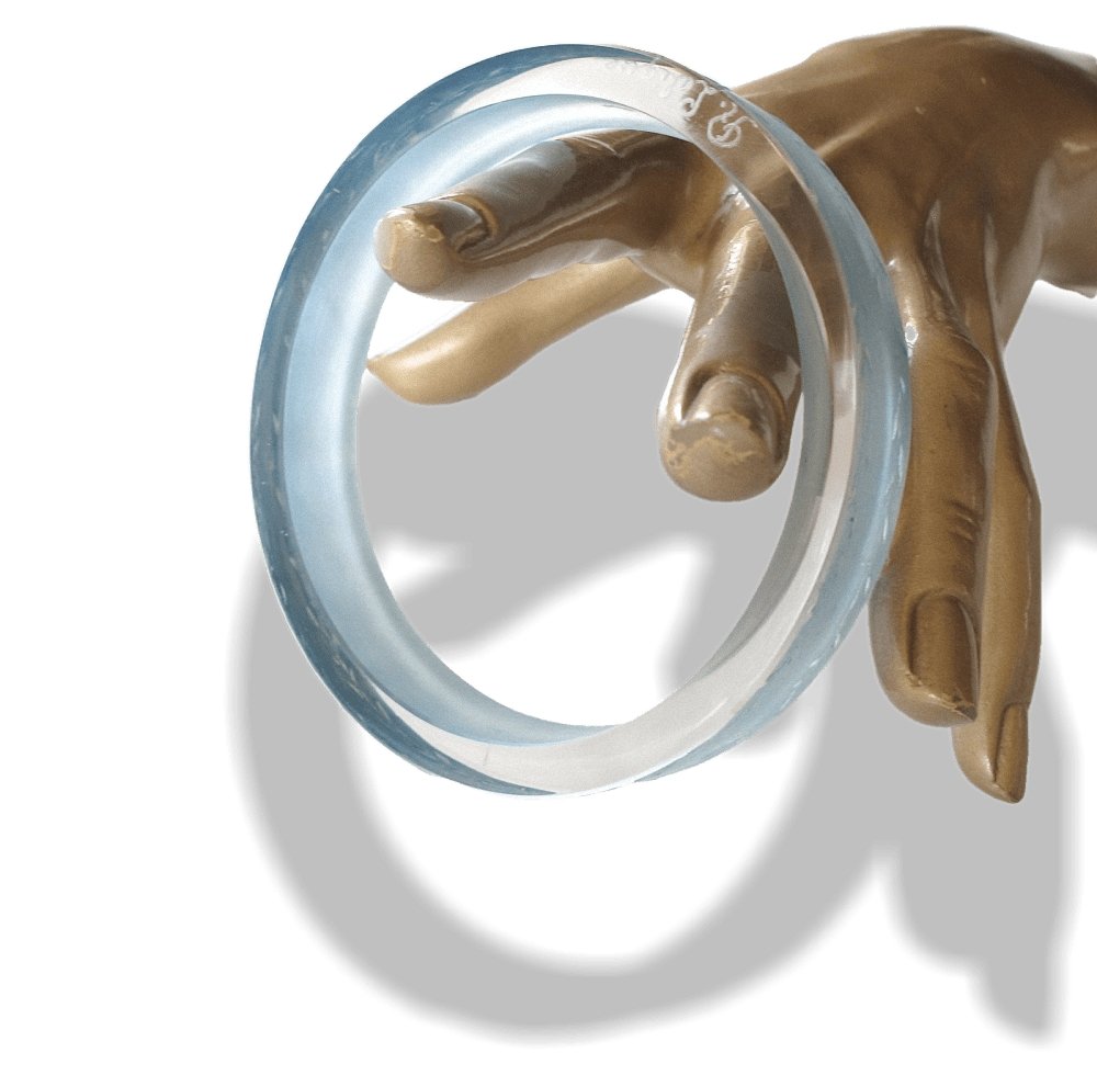 Rene Lalique 1920's Art Deco Frosted Blue Poured Glass Arm Bangle Bracelet, Rare! - poupishop
