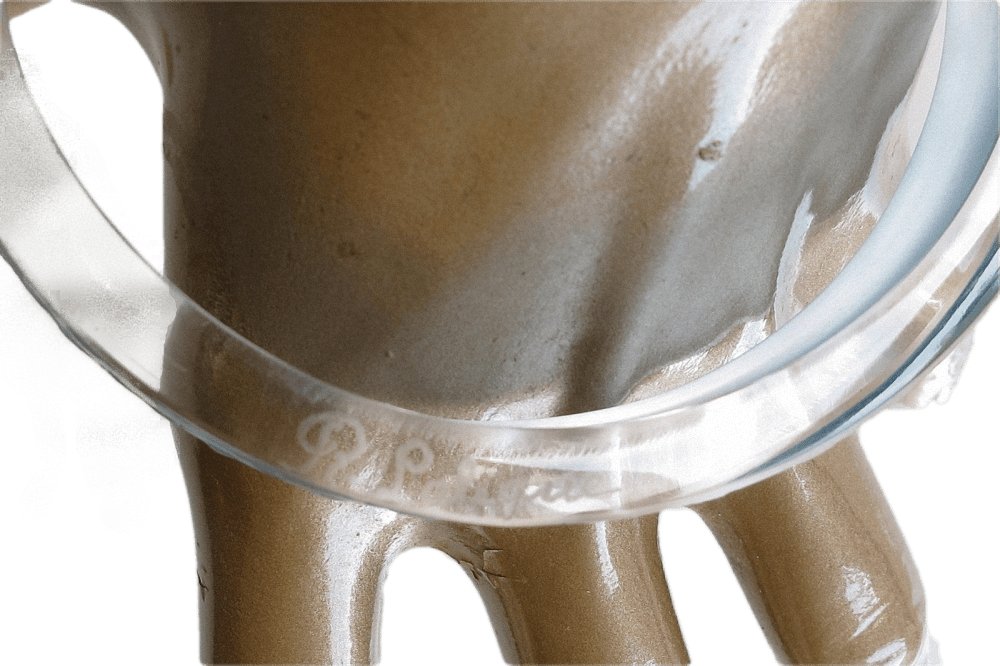 Rene Lalique 1920's Art Deco Frosted Blue Poured Glass Arm Bangle Bracelet, Rare! - poupishop