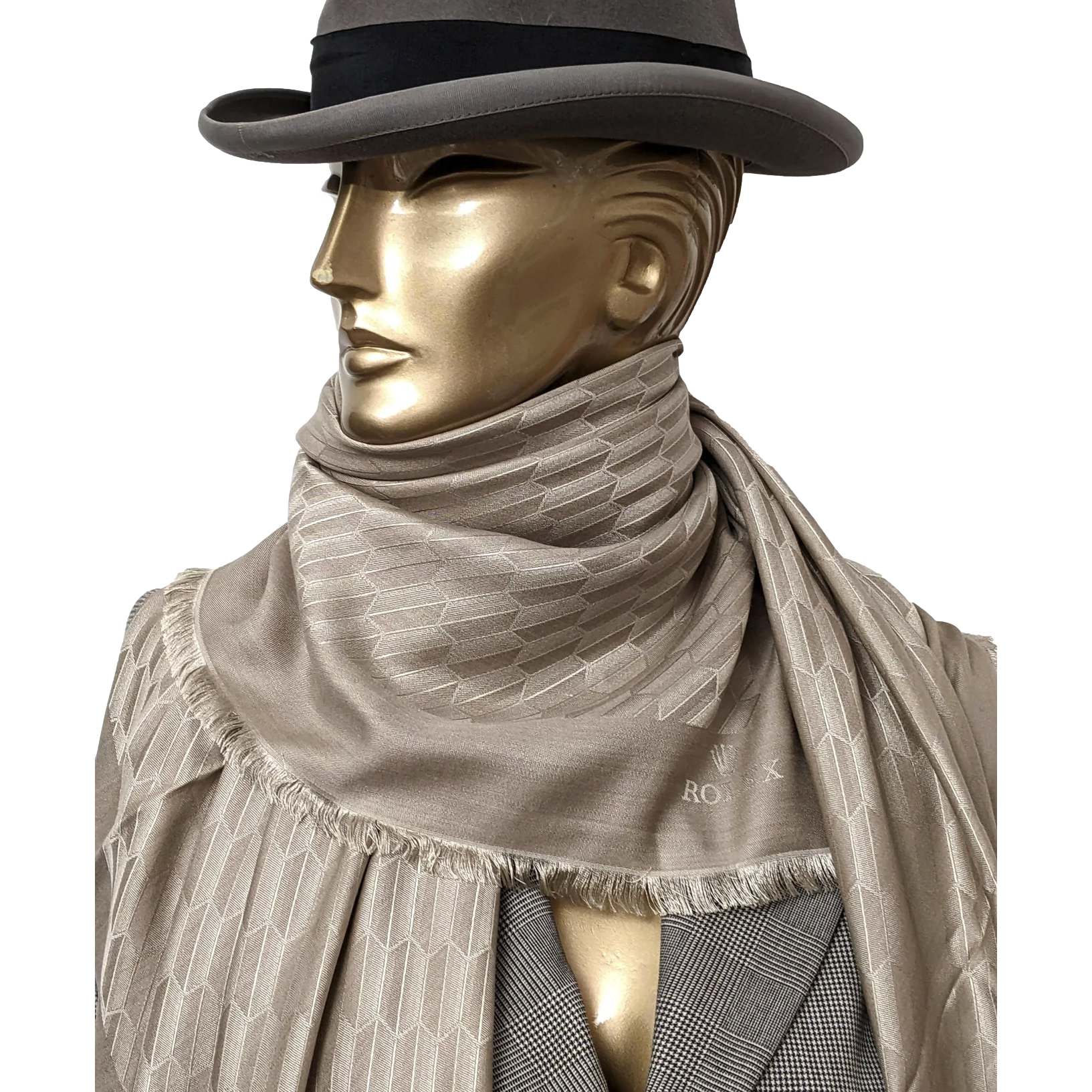 Rolex Beige Faconnee Special Ltd Issue for VIP "Baselworld 2018" Huge Fringed Cashmere Shawl 140