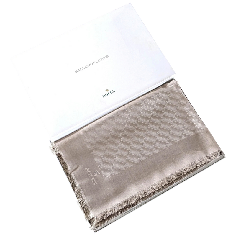 Rolex Beige Faconnee Special Ltd Issue for VIP "Baselworld 2018" Huge Fringed Cashmere Shawl 140