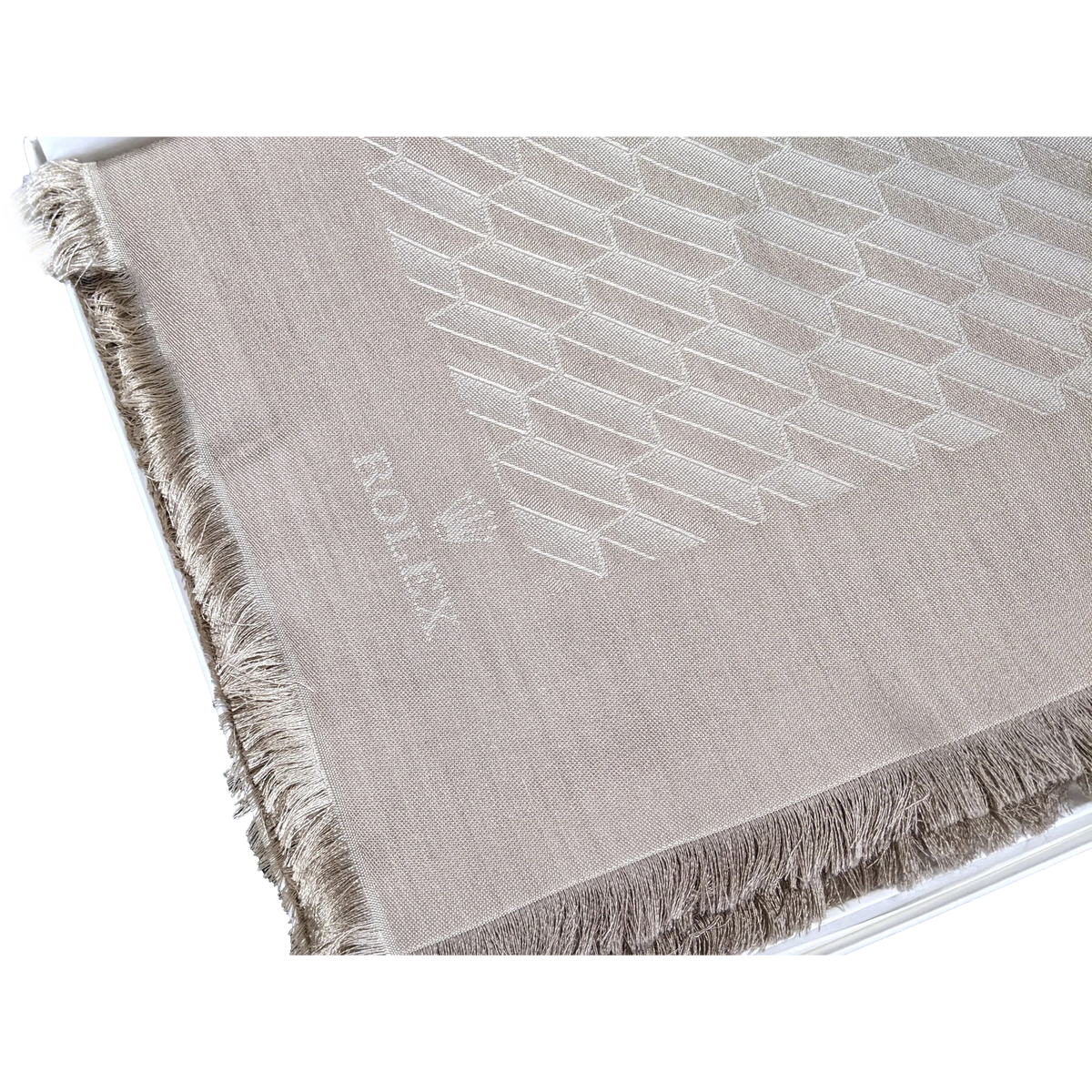 Rolex Beige Faconnee Special Ltd Issue for VIP "Baselworld 2018" Huge Fringed Cashmere Shawl 140