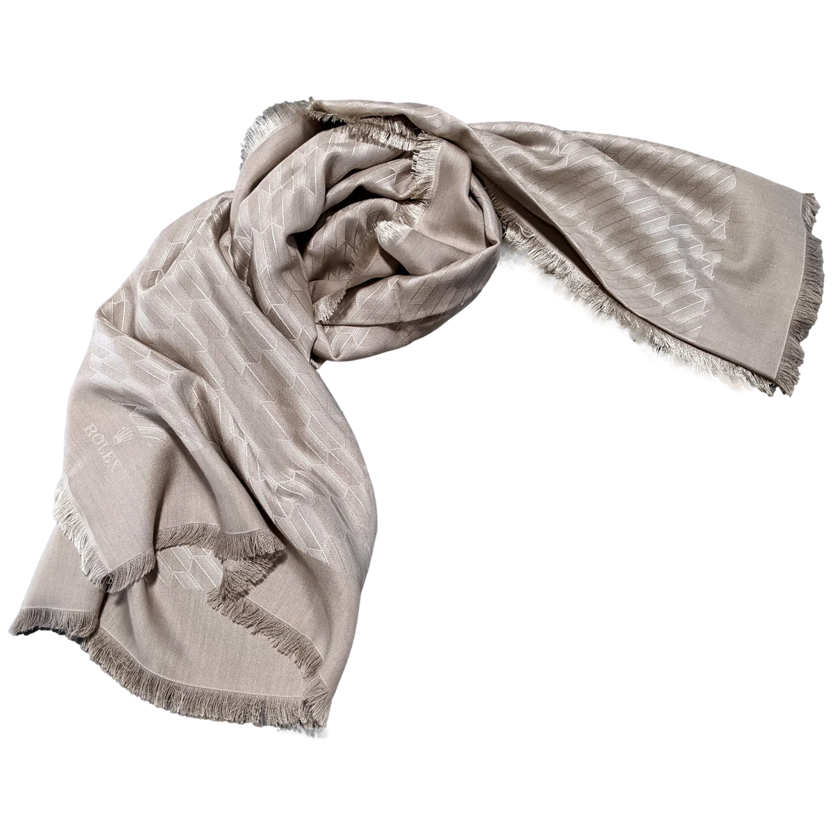Rolex Beige Faconnee Special Ltd Issue for VIP "Baselworld 2018" Huge Fringed Cashmere Shawl 140