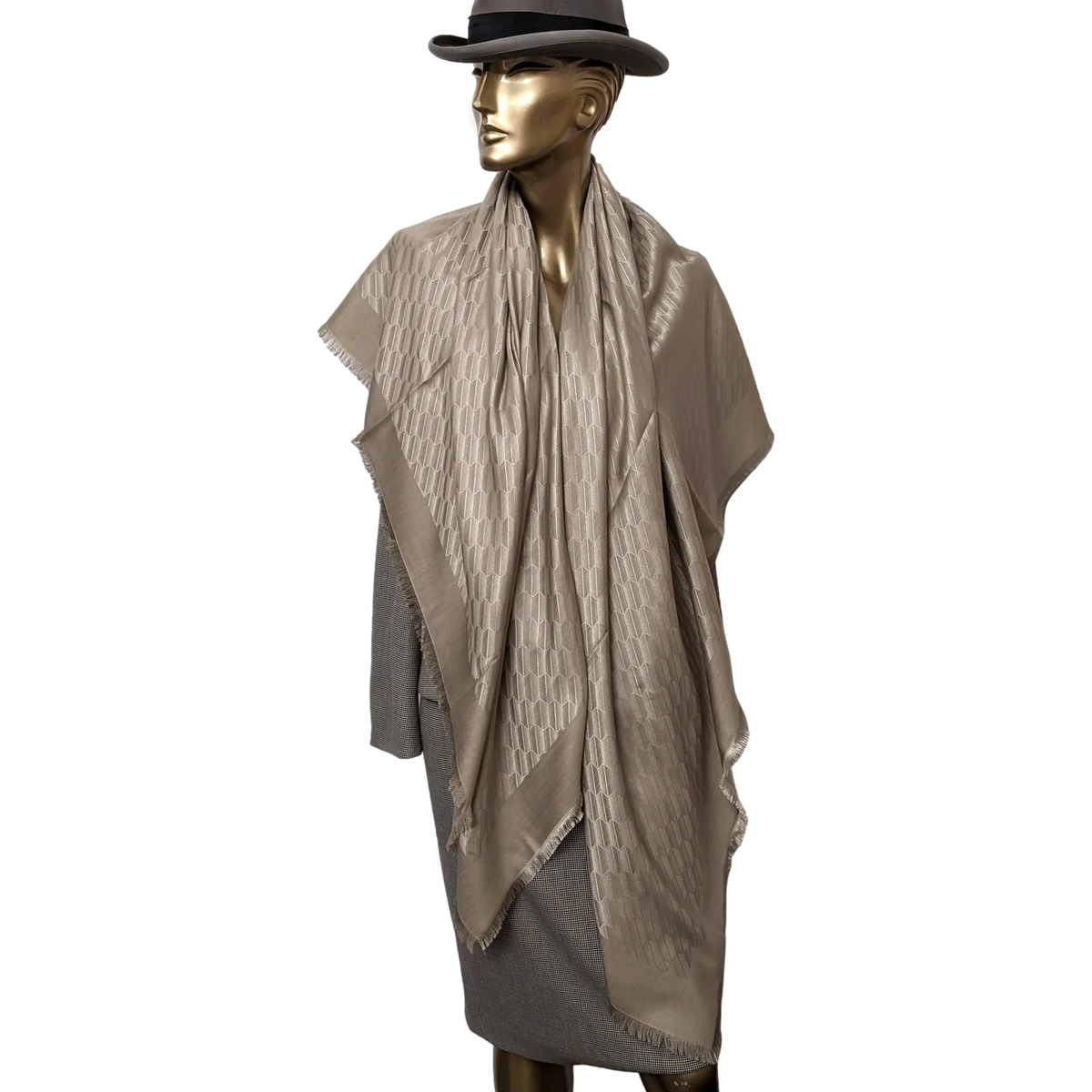 Rolex Beige Faconnee Special Ltd Issue for VIP "Baselworld 2018" Huge Fringed Cashmere Shawl 140