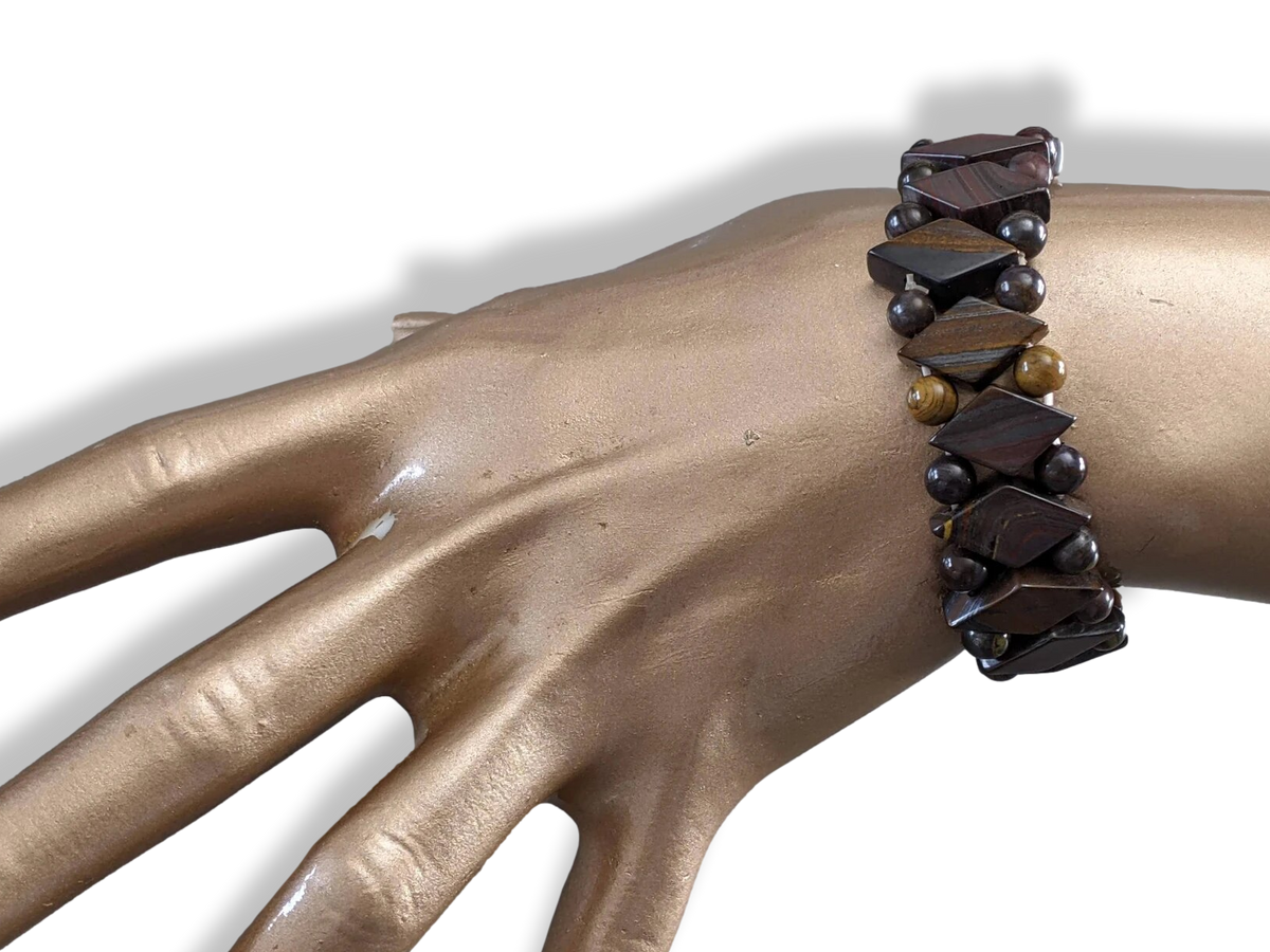 Oeil de Tigre - Tiger Eye Natural Stone Manchette Bracelet, NWT!