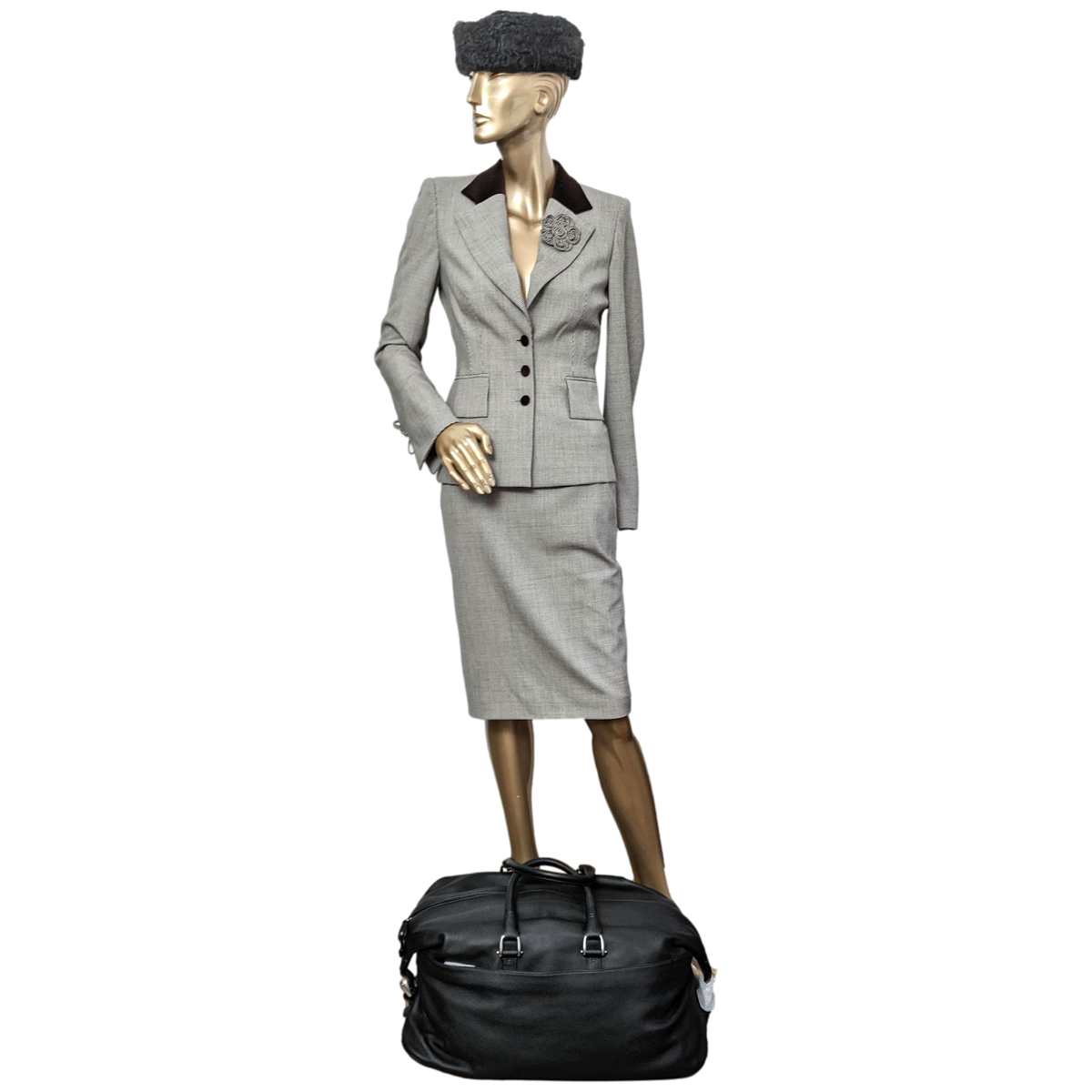 Van Astyn Noir Togo Calfskin Leather Travel Bag 57 cm