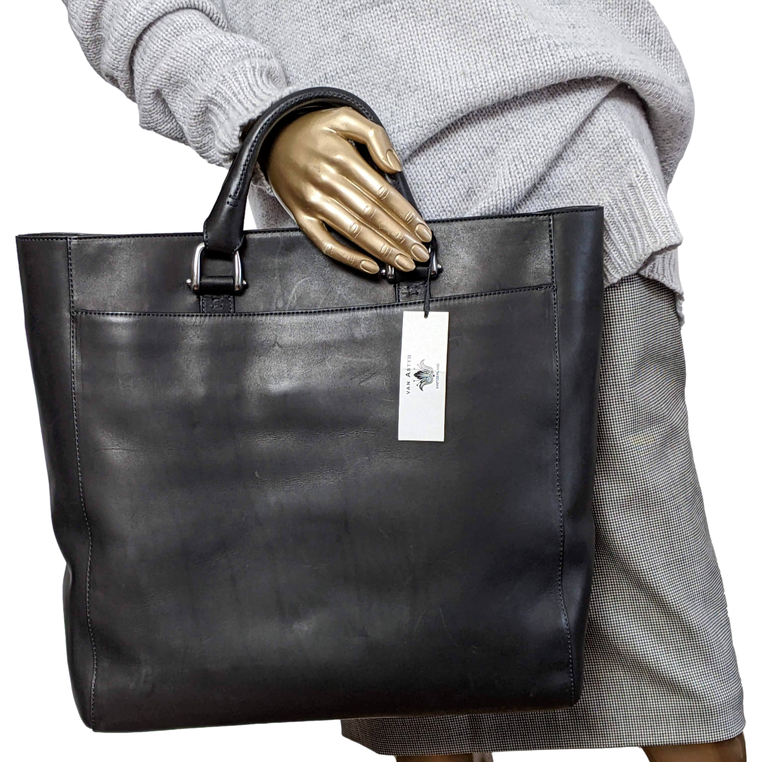 Van Astyn Noir Calfskin Leather Handbag Bag GM 38 cm
