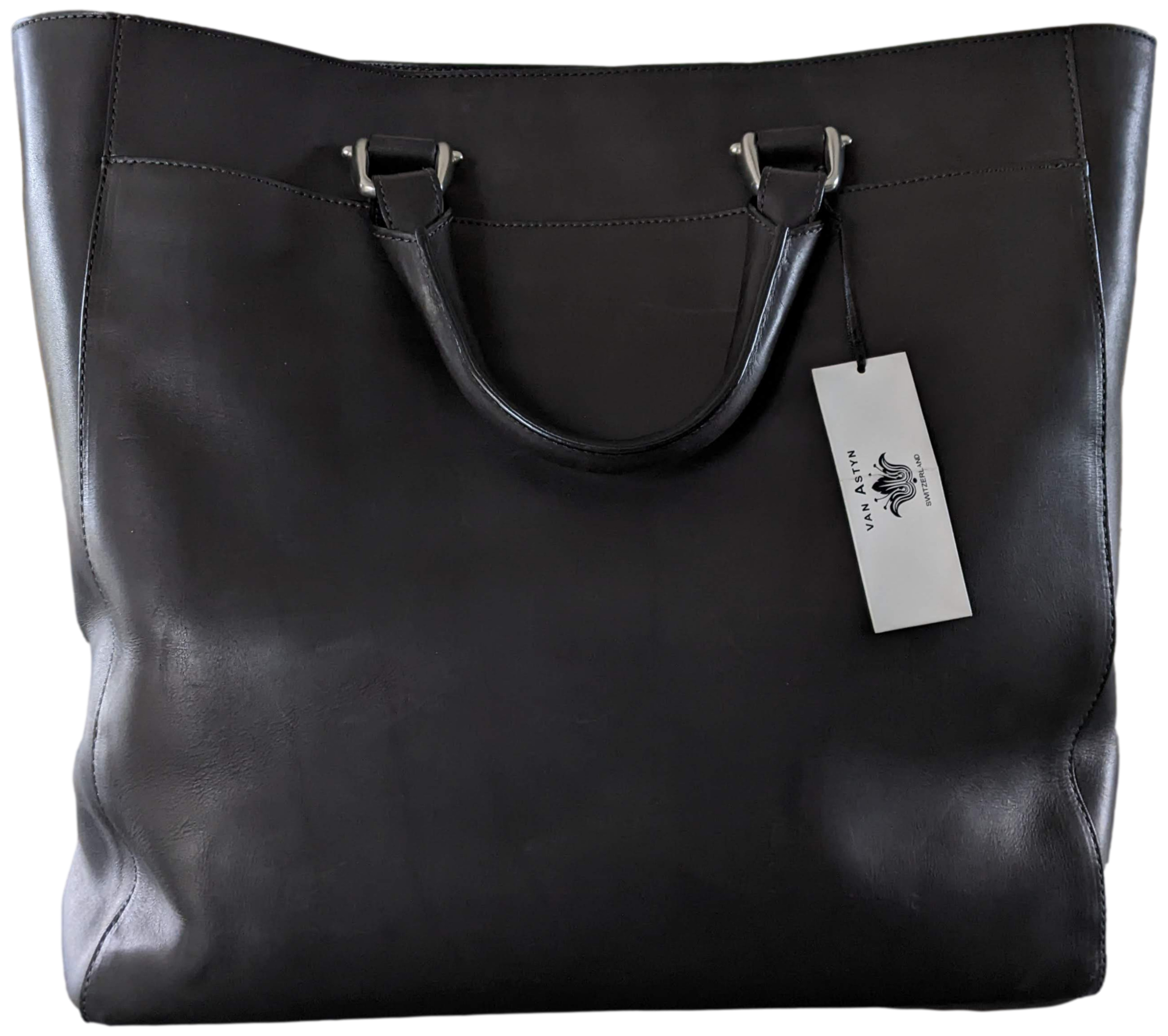 Van Astyn Noir Calfskin Leather Shopping Bag GM 38 cm, New with