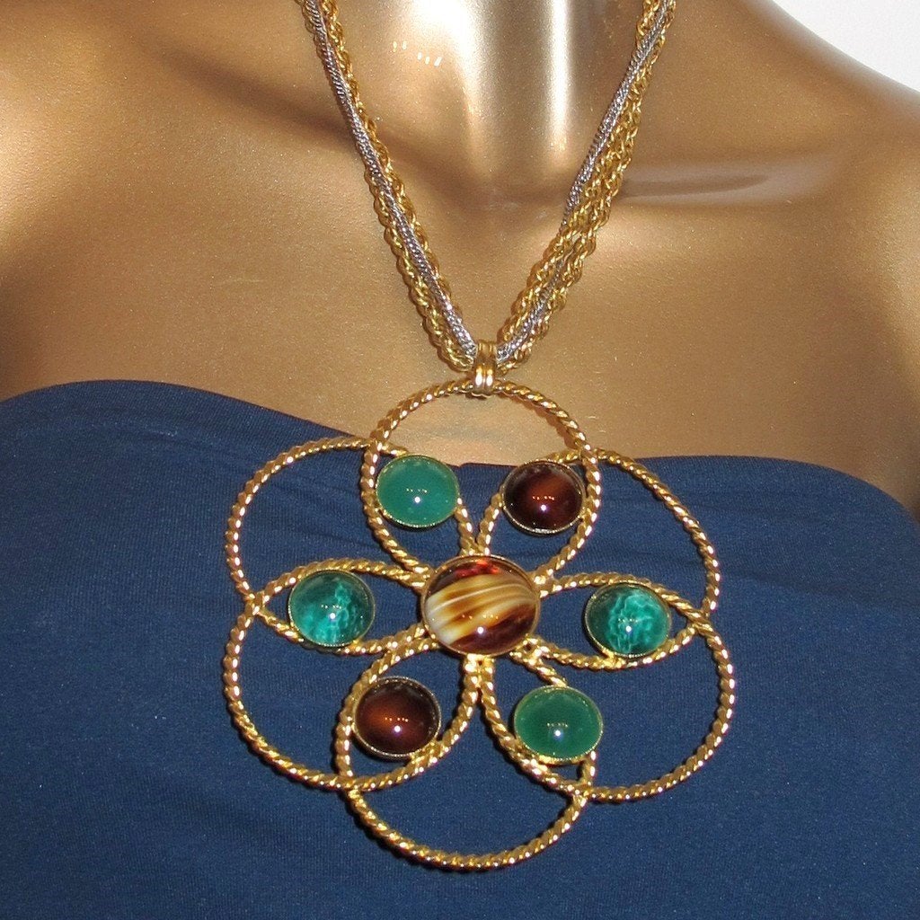 Yves Saint Laurent 1970s Haute Couture Huge Flower Necklace, Rare! - poupishop