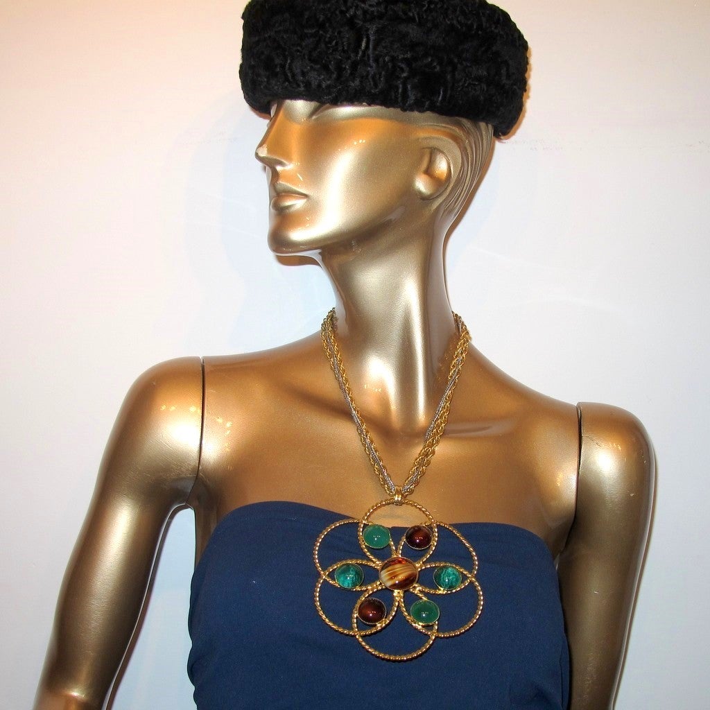 Yves Saint Laurent 1970s Haute Couture Huge Flower Necklace, Rare! - poupishop