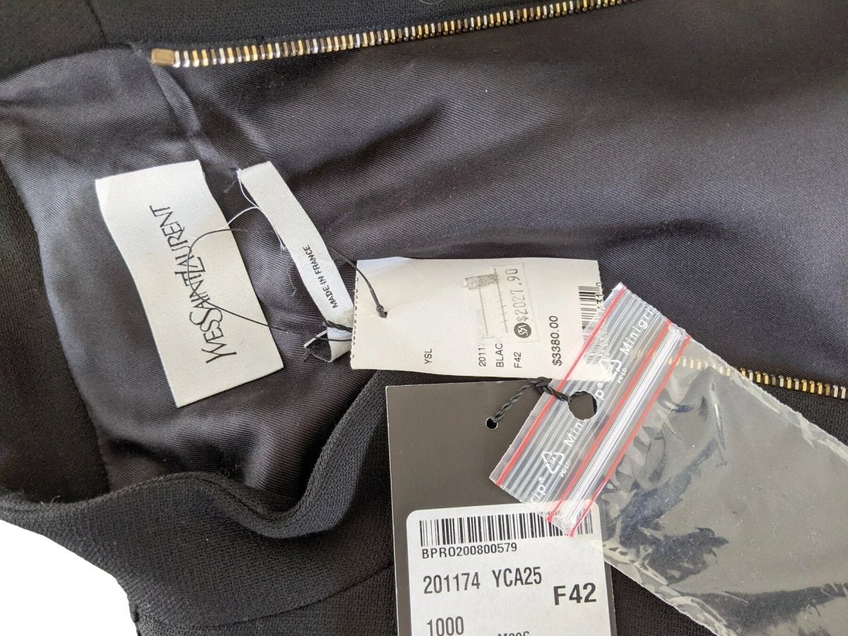 Yves Saint Laurent Couture Black 100% Wool Double Zip Coat Sz42, Retail $3380, NWT! - poupishop