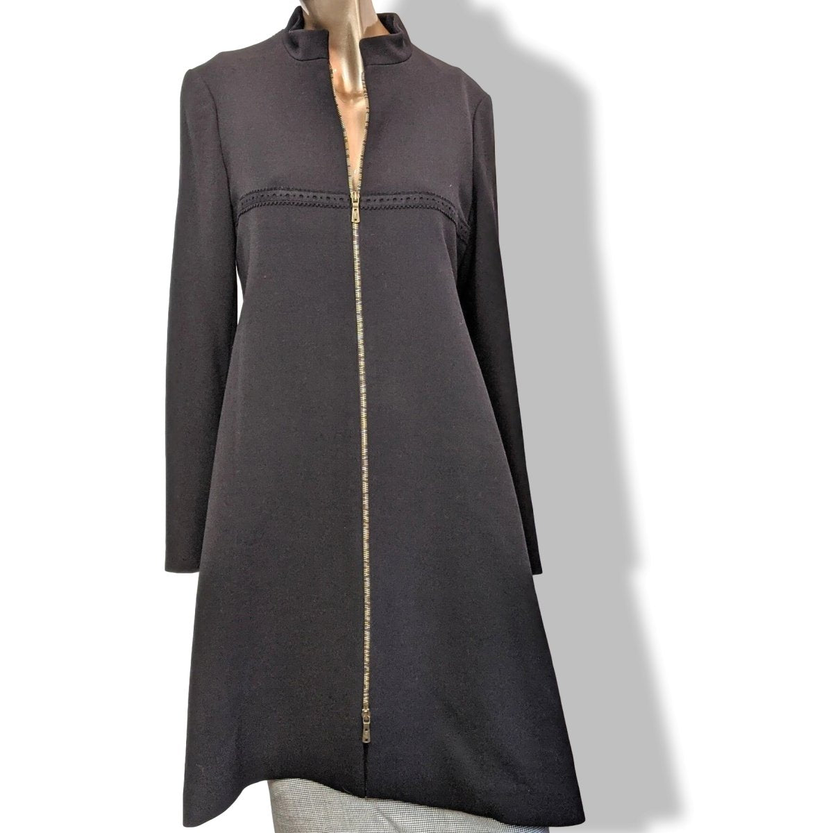Yves Saint Laurent Couture Black 100% Wool Double Zip Coat Sz42, Retail $3380, NWT! - poupishop