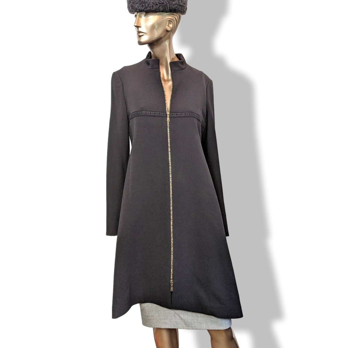 Yves Saint Laurent Couture Black 100% Wool Double Zip Coat Sz42, Retail $3380, NWT! - poupishop