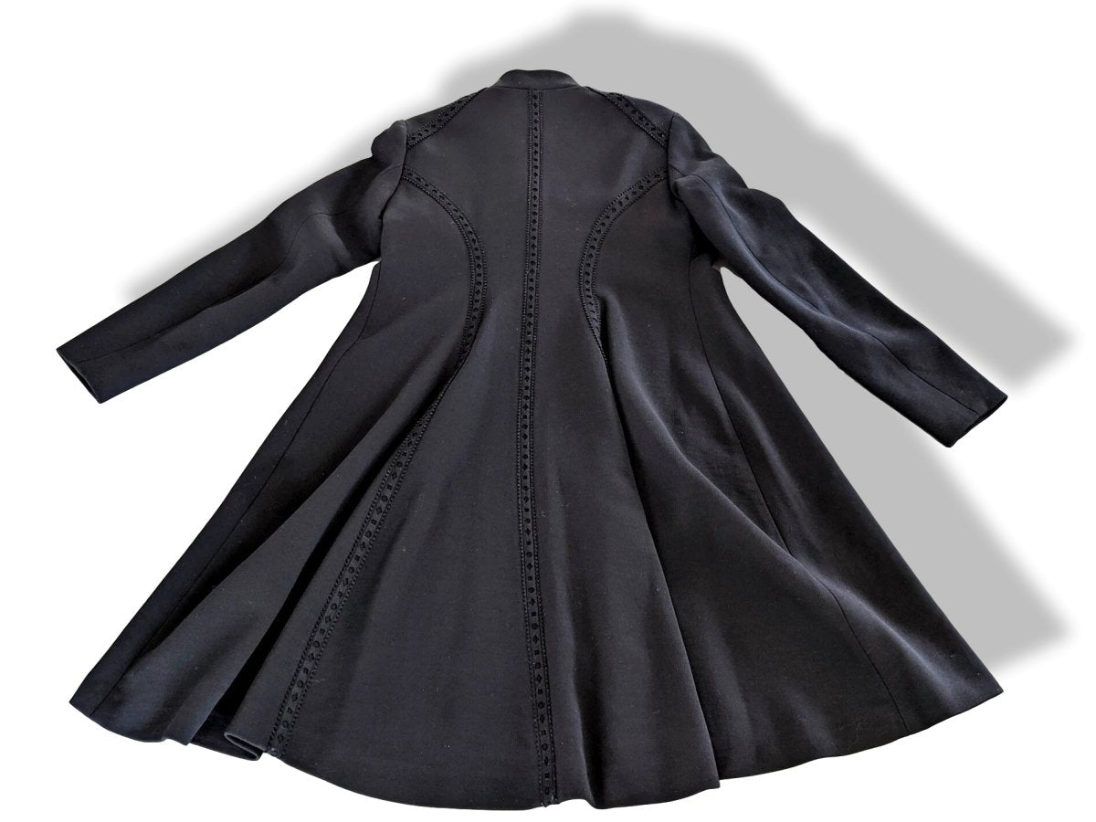 Yves Saint Laurent Couture Black 100% Wool Double Zip Coat Sz42, Retail $3380, NWT! - poupishop