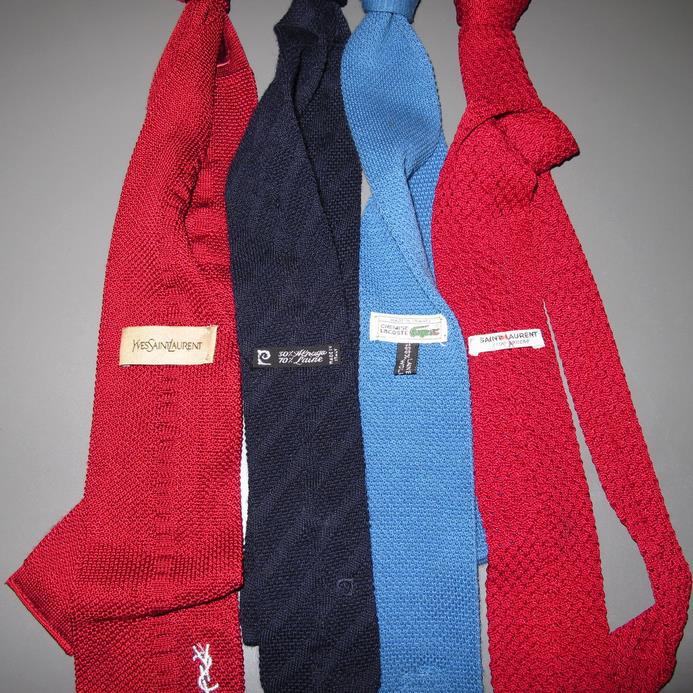 Yves Saint Laurent, Lacoste, Pierre Cardin Lot of 4 Wool Ties - poupishop