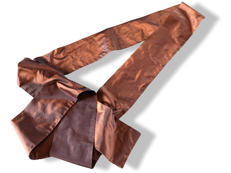 Yves Saint Laurent Rive Gauche Copper Brown Satin of Silk Changeante Long Ruffle Skirt, Rare! - poupishop
