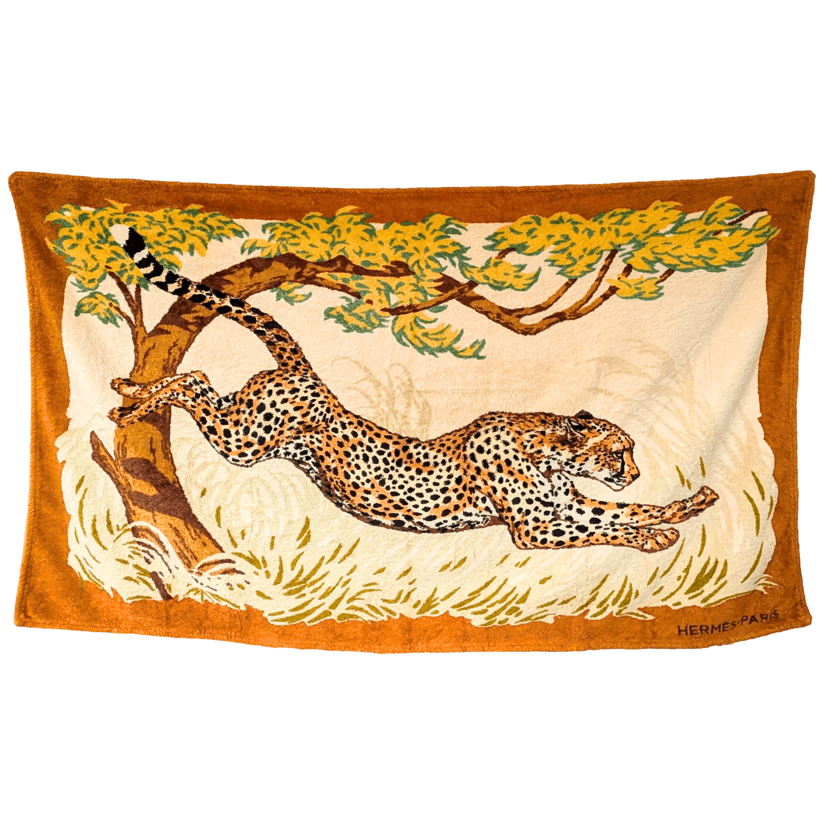 HERMES Leopard Bondissant Beach Towel GM 90 x 150 cm Pristine Condition