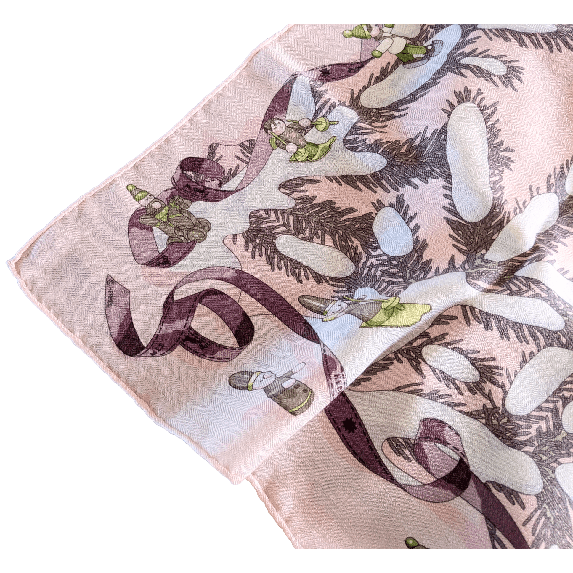 HERMES Noel au Faubourg 24 Pink Cashmere Scarf 90 – Collector Piece by Dimitri Rybaltchenko A20260218