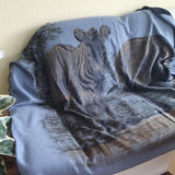 HERMES 2016 Blue Croquis de Zebres by Robert Dallet Plaid in 100% Cashmere 190 x 130 cm, New in Box!