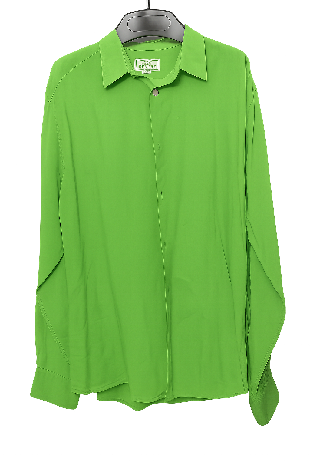 HERMES Green Linen Men's Long Sleeves Shirt, Sz44