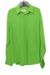 HERMES Green Linen Men's Long Sleeves Shirt, Sz44