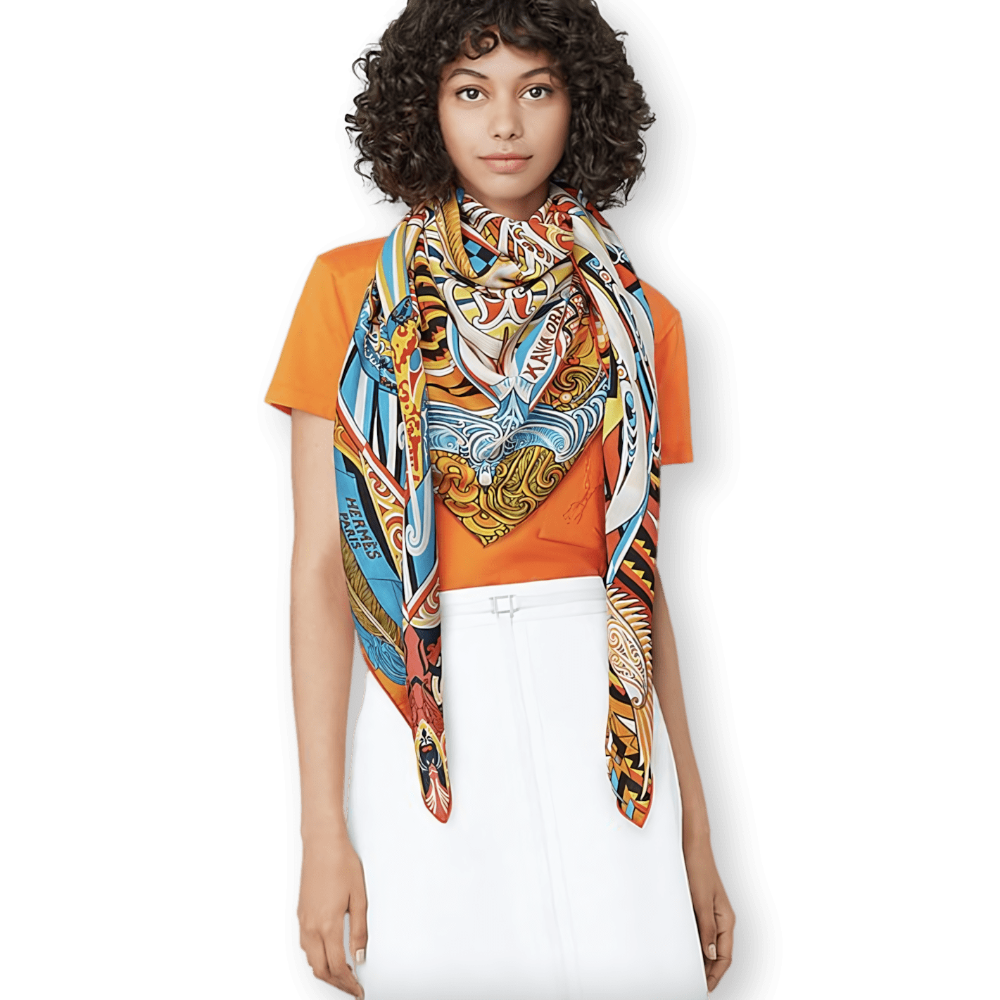 HERMES Kawa Ora by Te Rangitu Netana Cashmere Shawl 140 x 140 cm