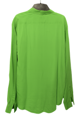 HERMES Green Linen Men's Long Sleeves Shirt, Sz44