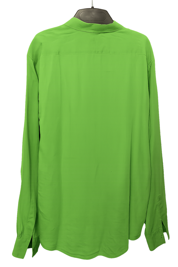 HERMES Green Linen Men's Long Sleeves Shirt, Sz44