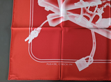 HERMES Vermillon " Pleease Check in " Twill Silk Scarf  90 x 90 cm A20250903