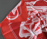 HERMES Vermillon " Pleease Check in " Twill Silk Scarf  90 x 90 cm A20250903