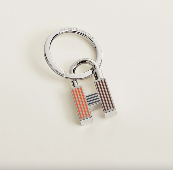 Hermes Plated Silver and Palladium Key Ring New!