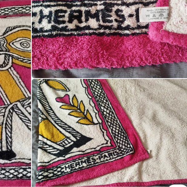 HERMES Plage Bull in the style of Picasso Indian's Art Plage Terry Beach Towel 150 x 90 cm A20251069