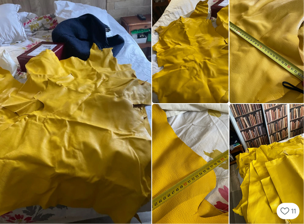 HERMES X JOHN LOEB Batch of yellow lgoatskin eather and suede hides (chats7434) A20251209