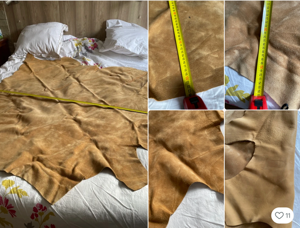 HERMES X JOHN LOEB Batch of yellow lgoatskin eather and suede hides (chats7434) A20251209